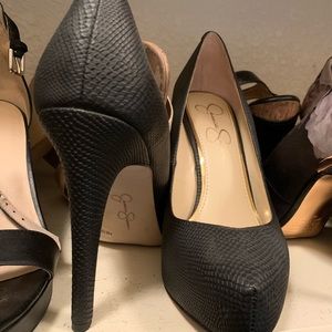 Jessica Simpson black “snakeskin” pumps